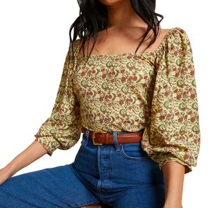 Square neck top - DALLYCE ROMANTIC TEE IN VINTAGE FLEUR